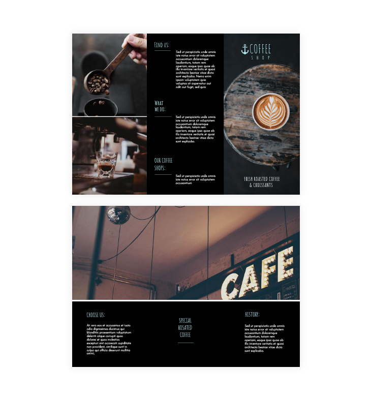 Coffee shop trifold brochure