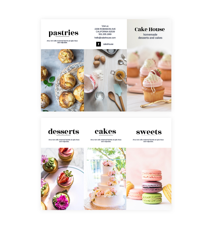 dessert trifold brochure template
