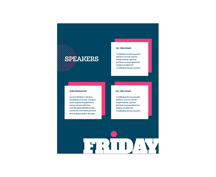 sample event brochure with speakers section