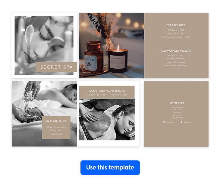 spa brochure template in square size