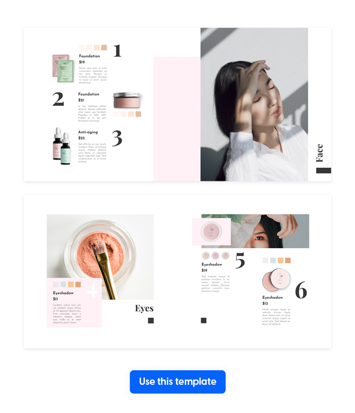 catchy headlines, fonts, and colors that appear in a catalog
