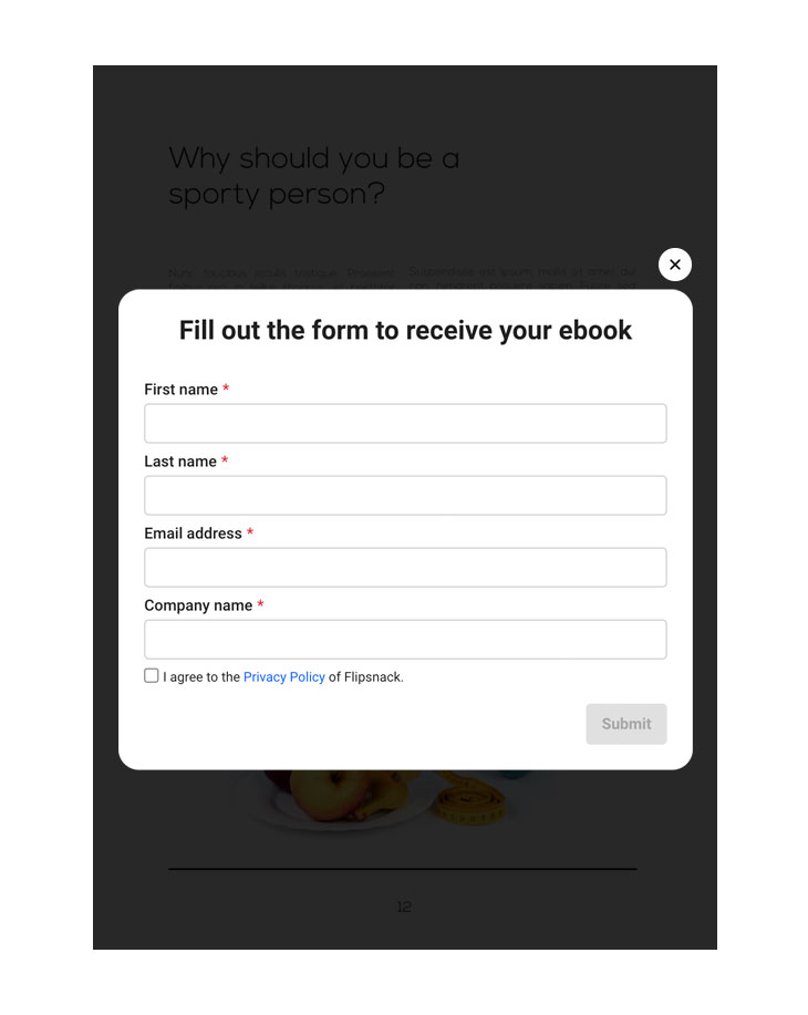Lead generation form for digital assets
