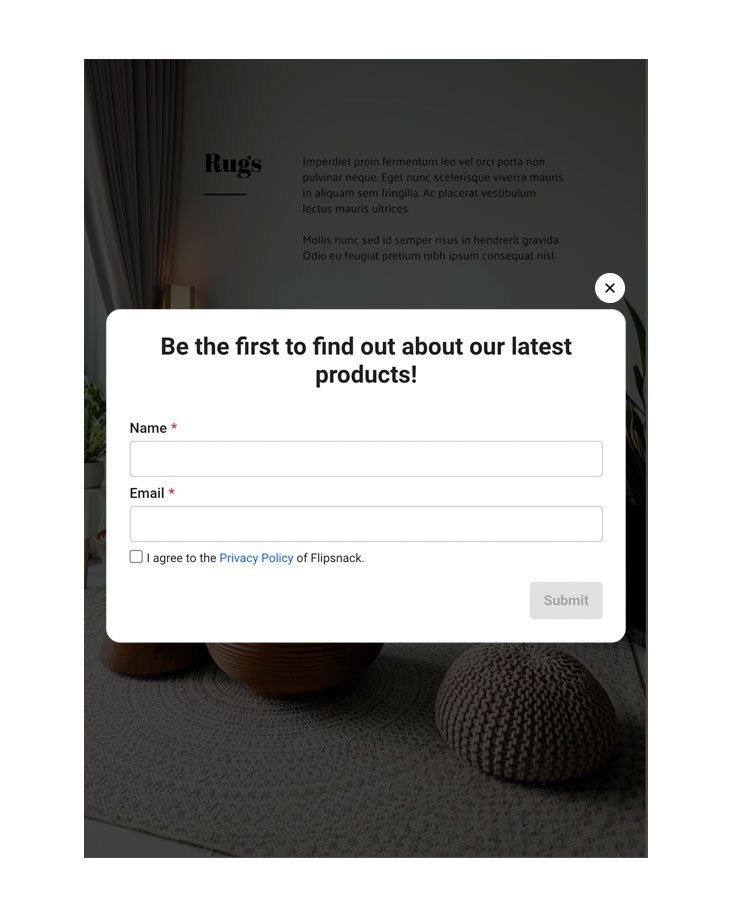 Lead form for newsletter sign-up