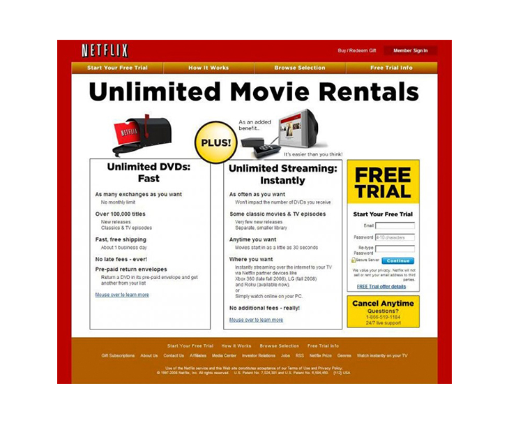 Netflix old website