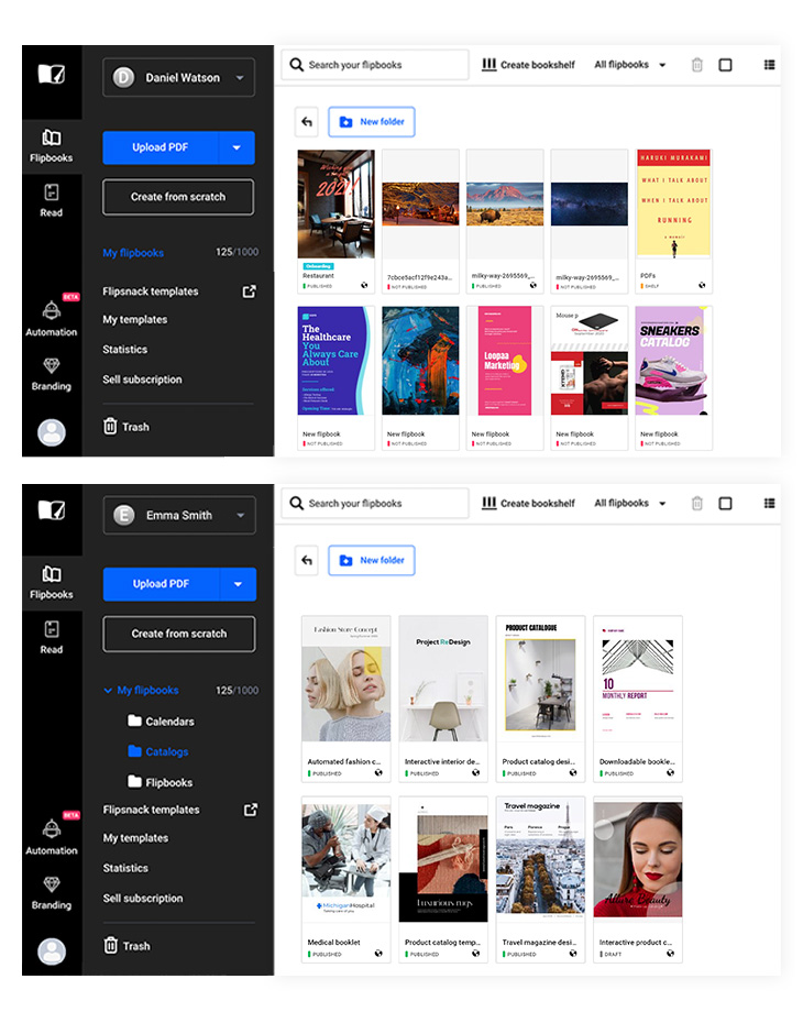 Cluttered and organized workspace in Flipsnack