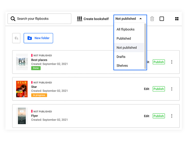 Filter feature in Flipsnack