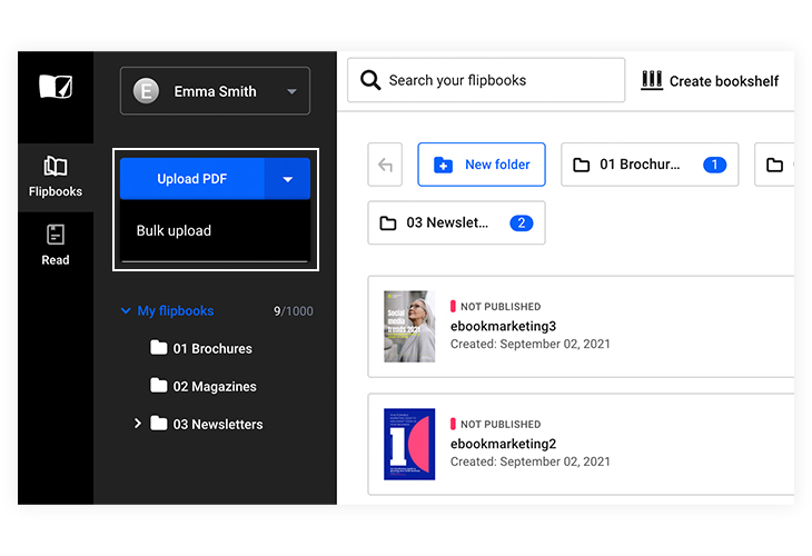 Bulk upload in Flipsnack