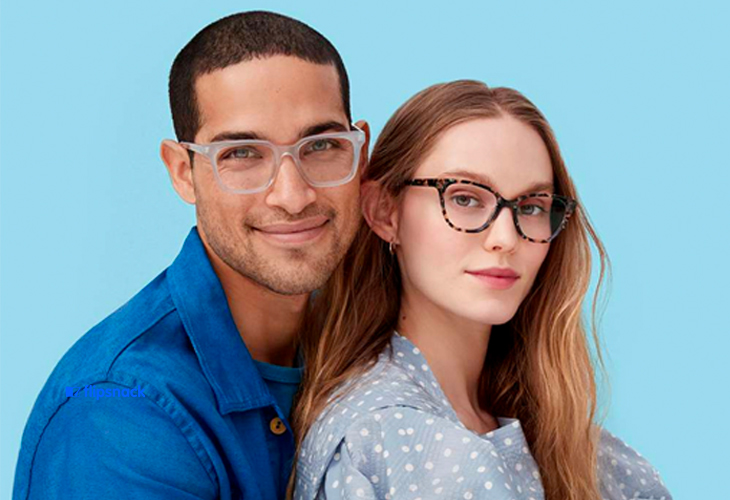 Two people wearing glasses from warby and parker eyewear