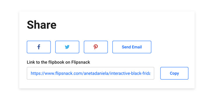 Sharing options in Flipsnack