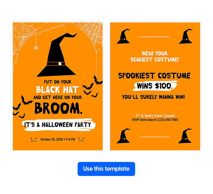 Witch Halloween Party Invitation Template