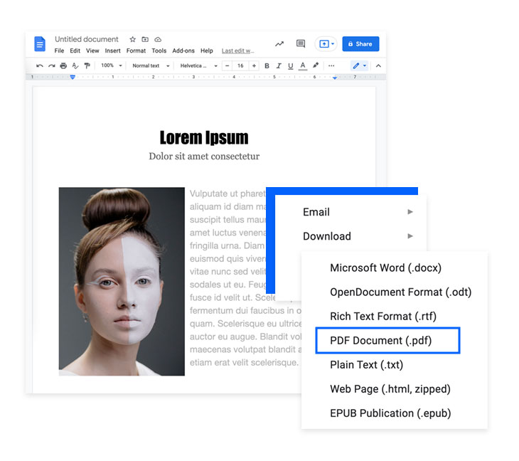 Create your document and save it as a PDF