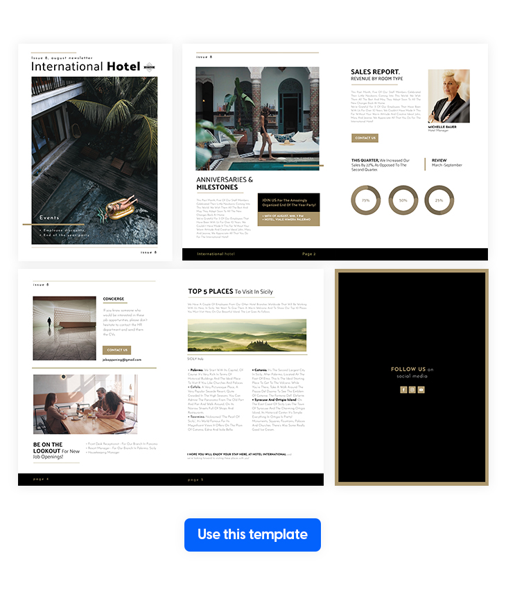 Interactive travel company newsletter template