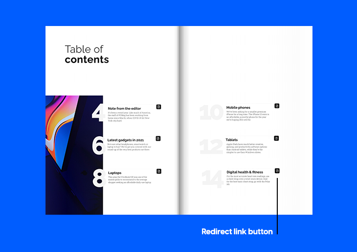 example of a table of contents page in a product catalog design