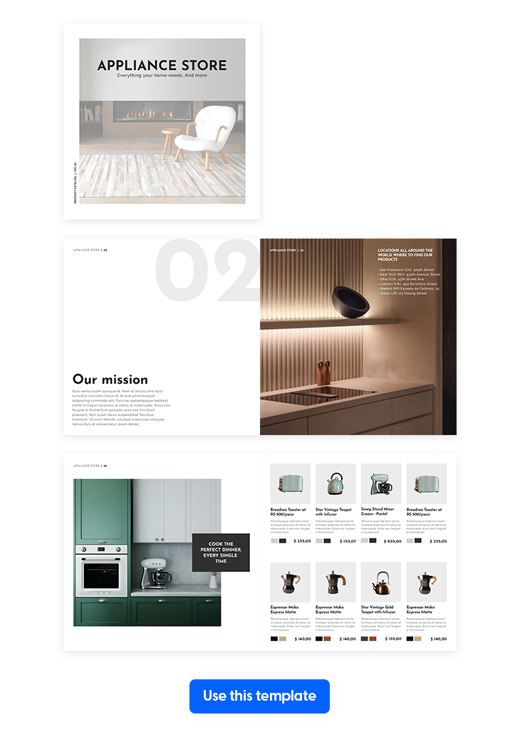modern home appliances catalog template made in Flipsnack