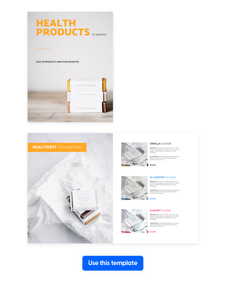 elegant health products catalog template made in Flipsnack