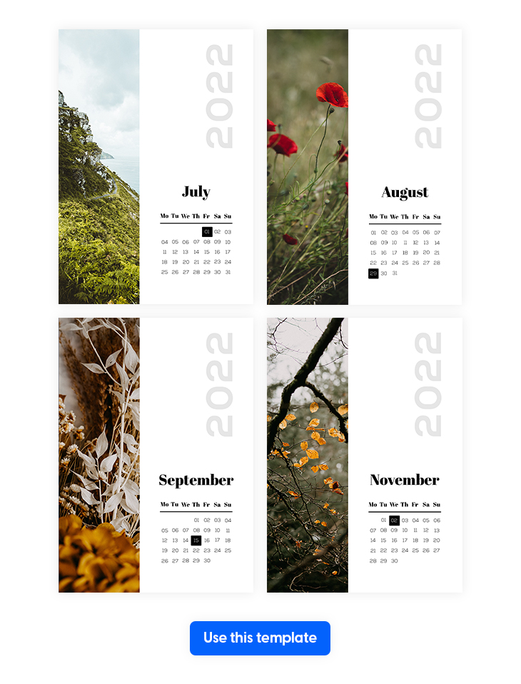2022 calendar template with photos made in flipsnack