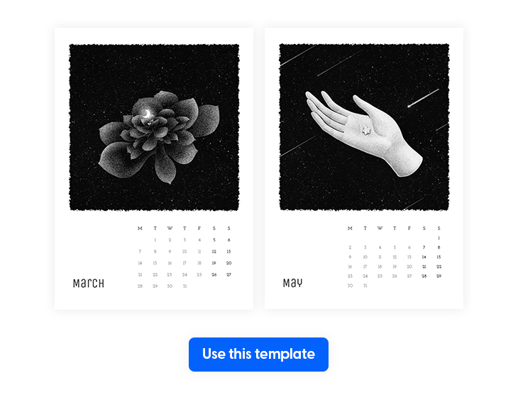 artistic 12 months calendar template made in flipsnack