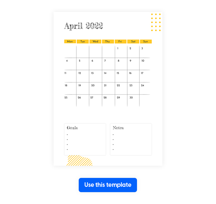 april monthly calendar template made in flipsnack
