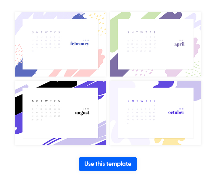 12 Months colorful calendar sample template made in flipsnack