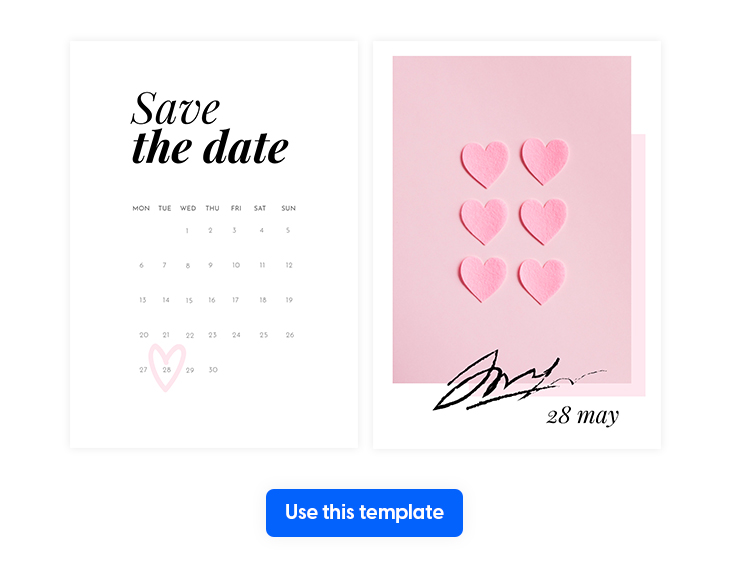 Pink save the date calendar template made in flipsnack