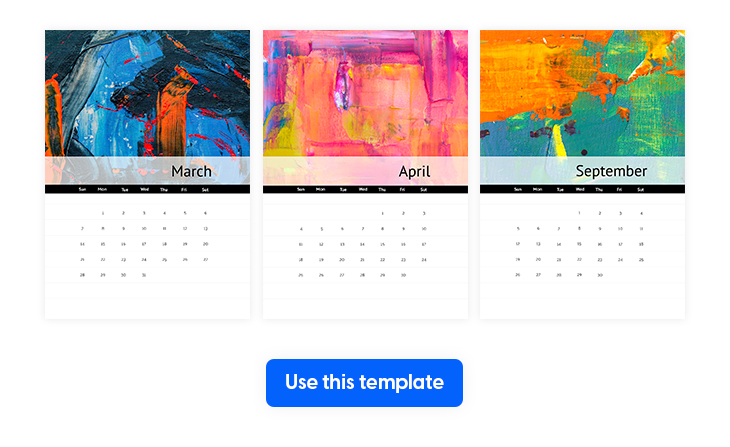12 months calendar design template made in flipsnack