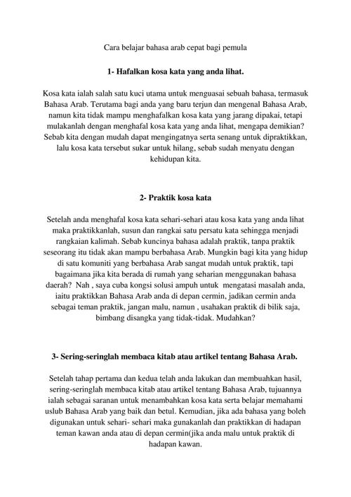 Belajar Bahasa Arab Sampai Mahir