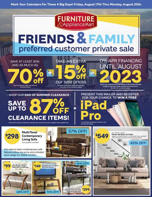 Furniture And Appliancemart Friends And Family Sale