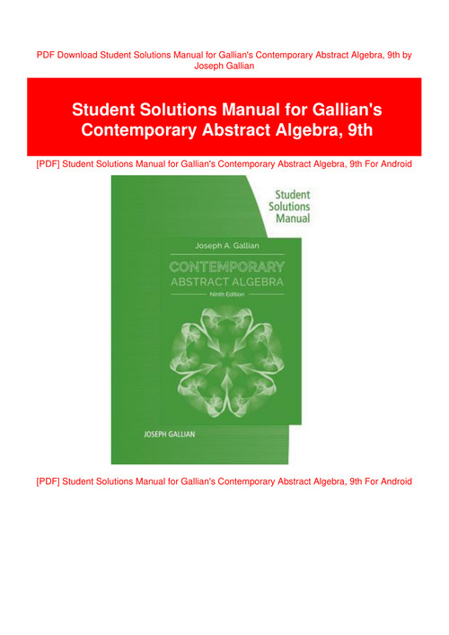Pdf Download Student Solutions Manual For Gallian S Contemporary