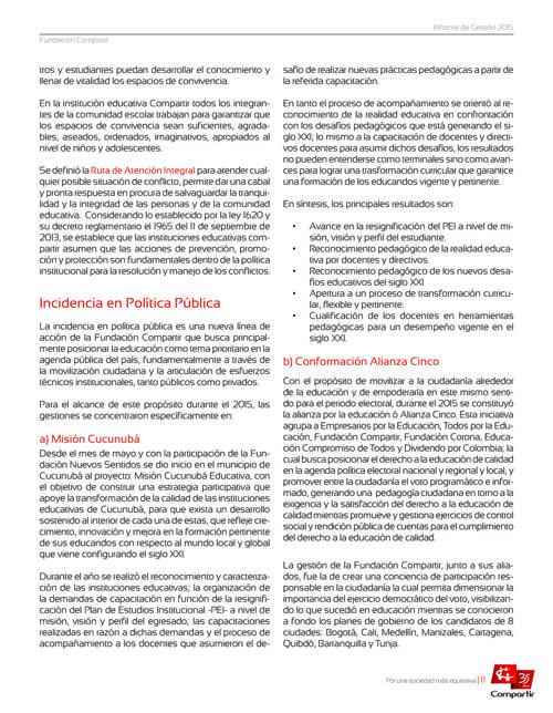 Informe De Gestión Fundación Compartir