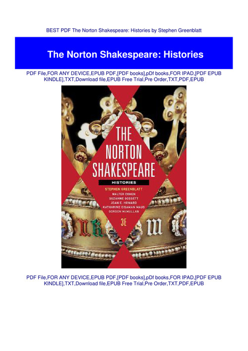 Best Pdf The Norton Shakespeare Histories By Stephen Greenblatt