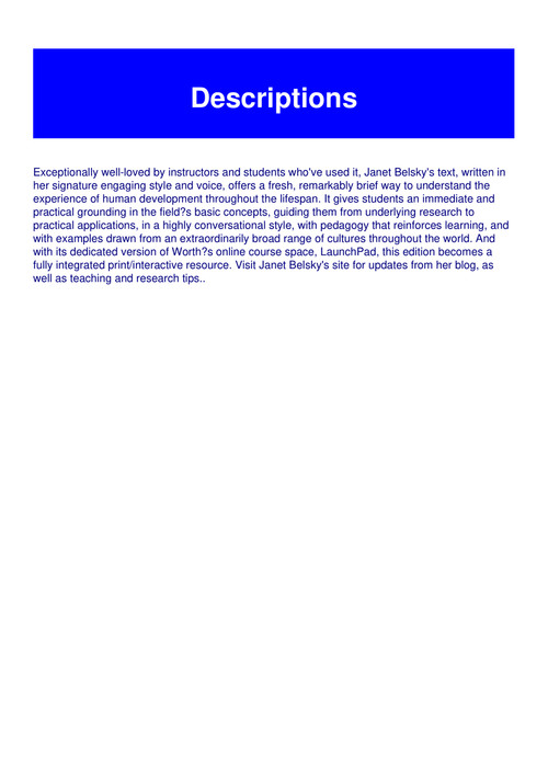 Pdf Download Experiencing The Lifespan Full Ebook By Janet Belsky