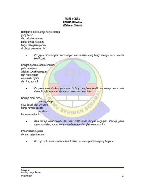 Gratis Unduh Gambar Antologi Harga Remaja Puisi Moden Terupdate by Cikimm