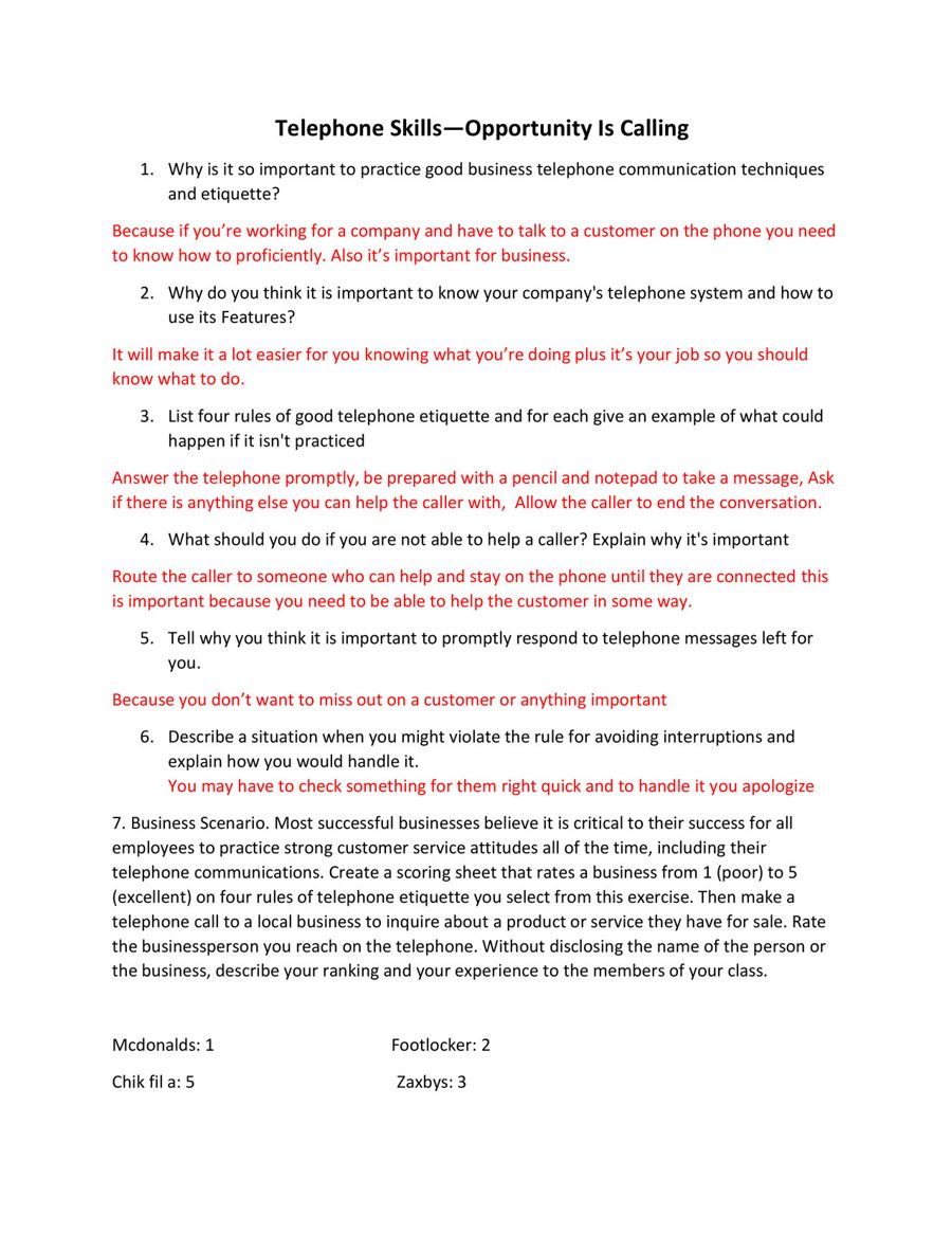 worksheet Telephone Etiquette Worksheet telephone skills opportunity is calling original by angela benton flipsnack