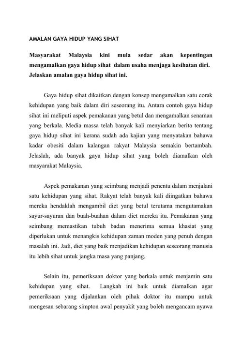 14+ Karangan Amalan Gaya Hidup Sihat PNG