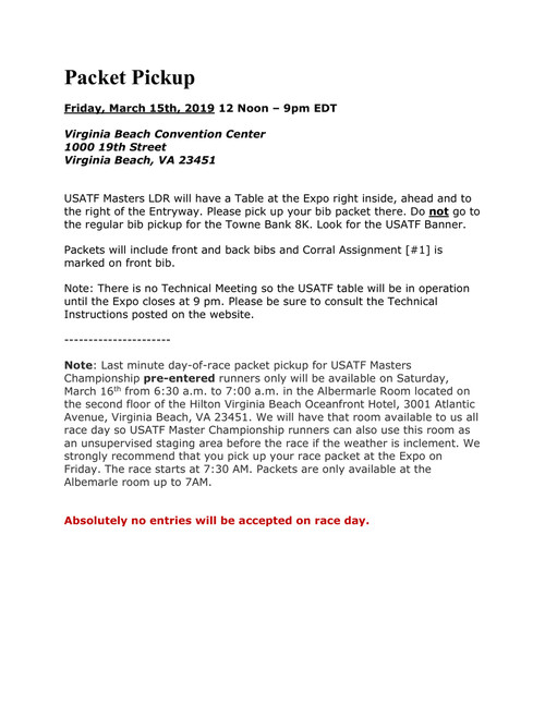Masters 8 Km Packet Pickup By Usatf Flipsnack