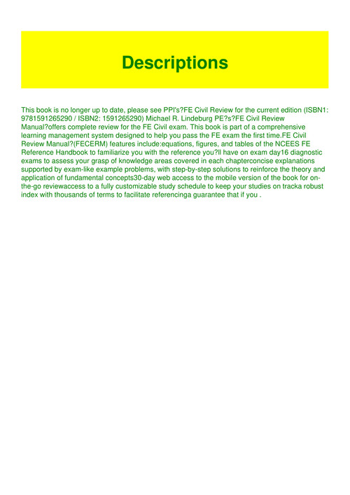 Pdf Download Fe Civil Review Manual By Michael R Lindeburg