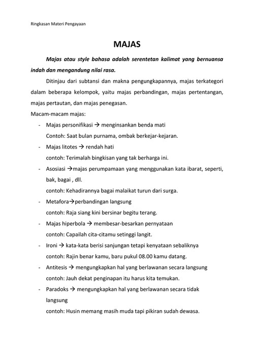 Majas litotes dalam novel sang pemimpi