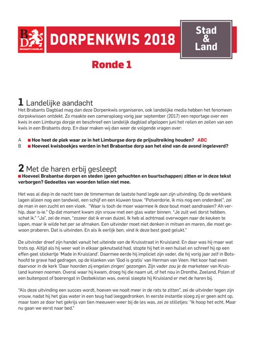 Schattingsvragen 2018