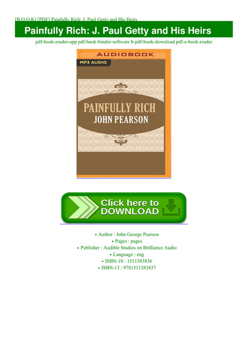 B O O K Pdf Painfully Rich J Paul Getty And His Heirs
