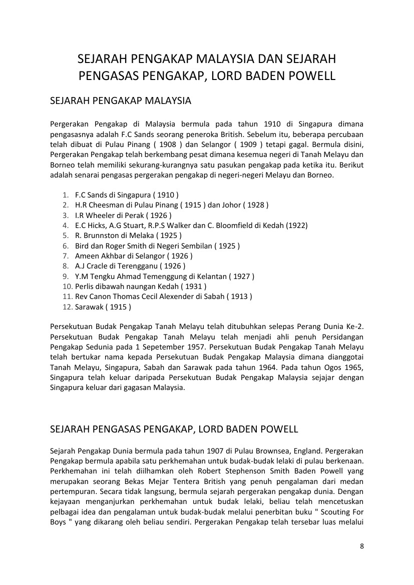 Sejarah pengakap malaysia