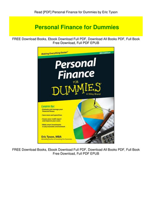 Read Pdf Personal Finance For Dummies By Eric Tyson