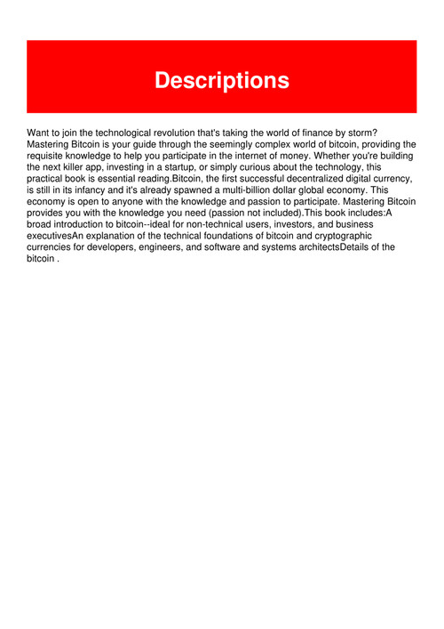 Pdf Mastering Bitcoin Unlocking Digital Cryptocurrencies By