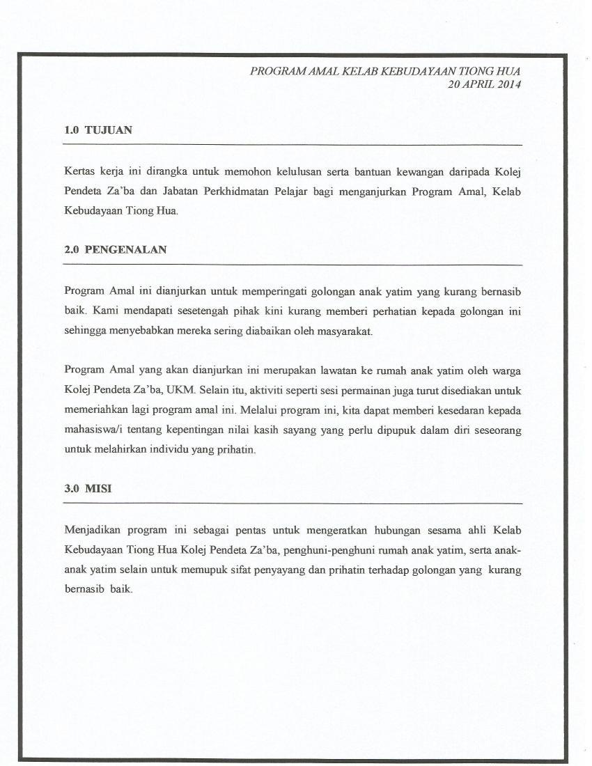 Contoh Kertas Kerja Yang Ringkas - URasmi