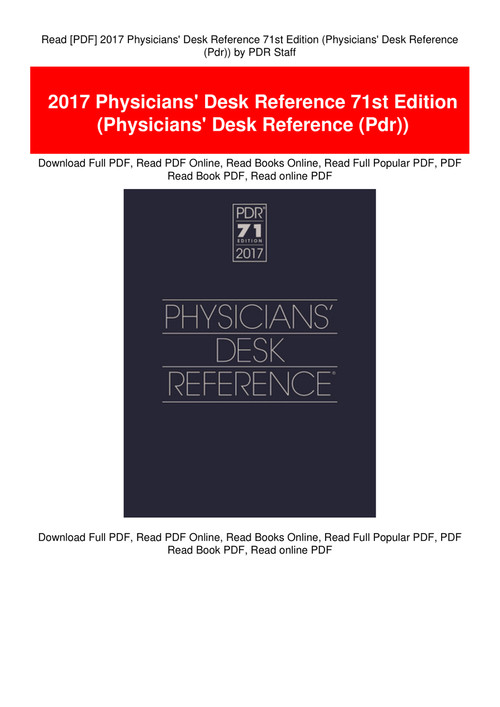 Read Pdf 2017 Physicians Desk Reference 71st Edition