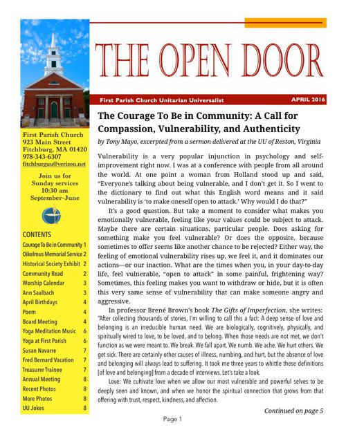Open Door April 2016