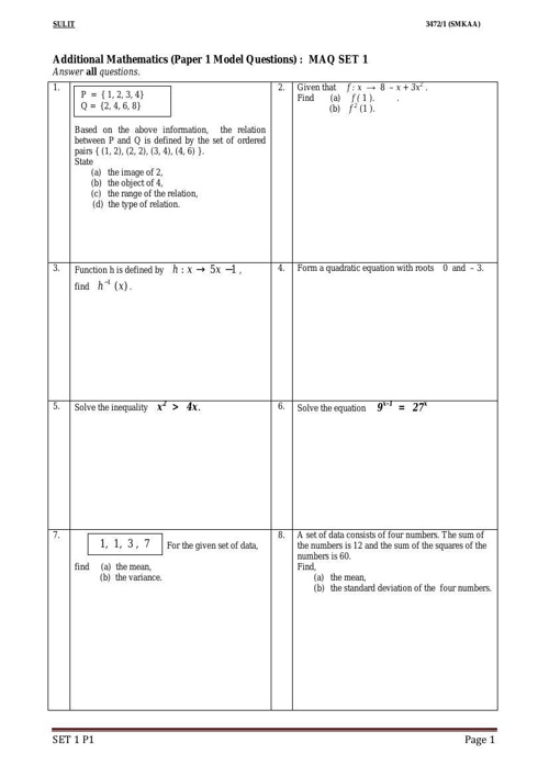 Latihan Matematik Tingkatan 3 Bab 1 Indeks Latihan Matematik Tingkatan 3 Bab 1 Indeks