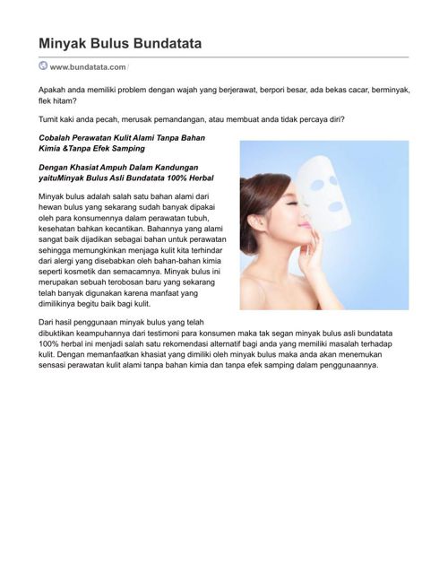 Minyak Bulus Bundatata Untuk Mengatasi Jerawat