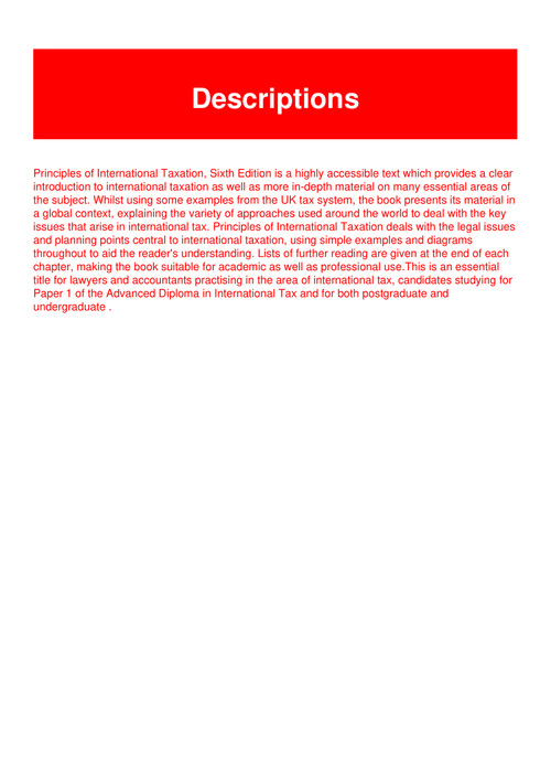 Pdf Mobi Epub Principles Of International Taxation Full Pages