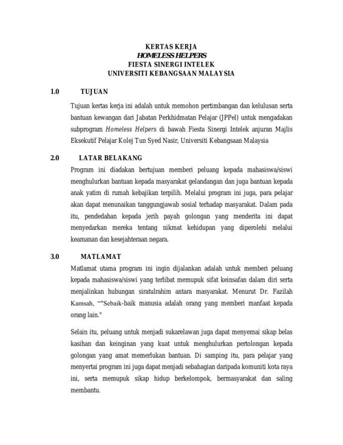 Contoh Kertas Kerja Program