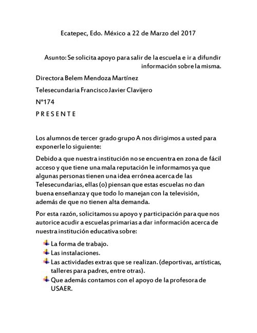 Carta Formal Para Un Director De Escuela